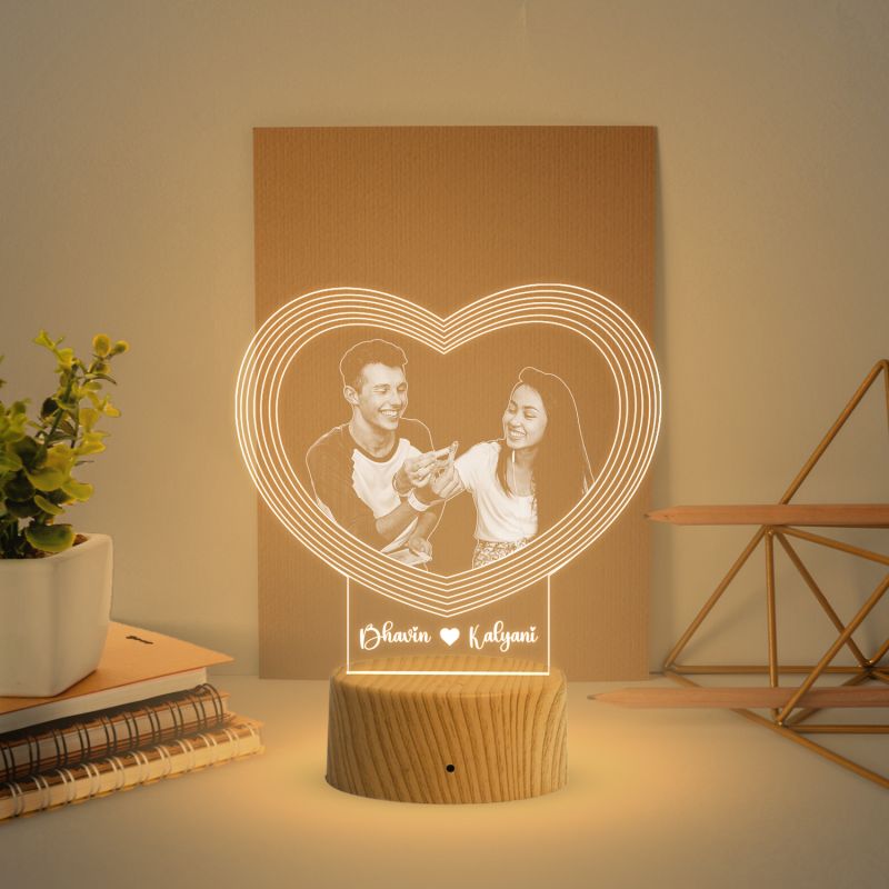 Couple Night lamp Customized Your Photo and Text Warm White Light